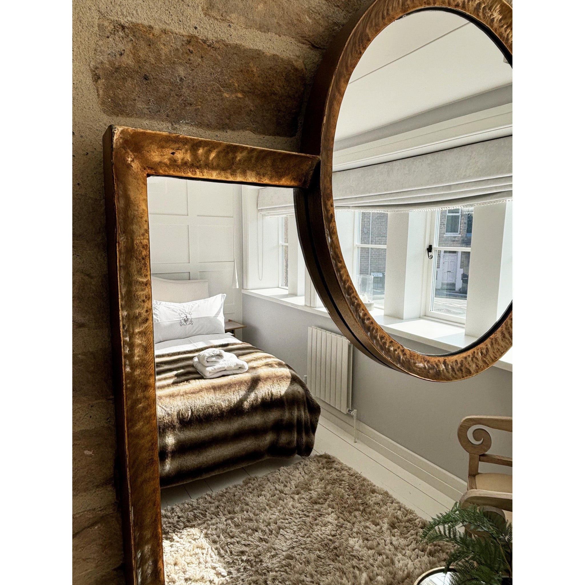 Rectangle and Circle Gold Frame Mirror